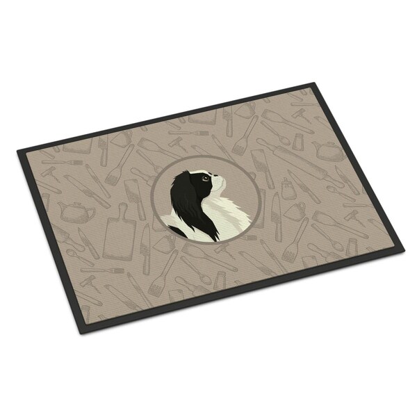 Carolines Treasures 18 x 27 in. Japanese Chin in the Kitchen Indoor or Outdoor Mat CK2195MAT - main